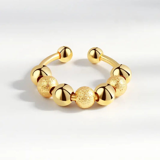 Chic Anxiety Ring 14k Gold Plated Cute Rotatable Beads Ring