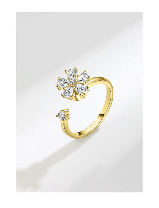 Delicate Flower Rotating Anxiety Ring