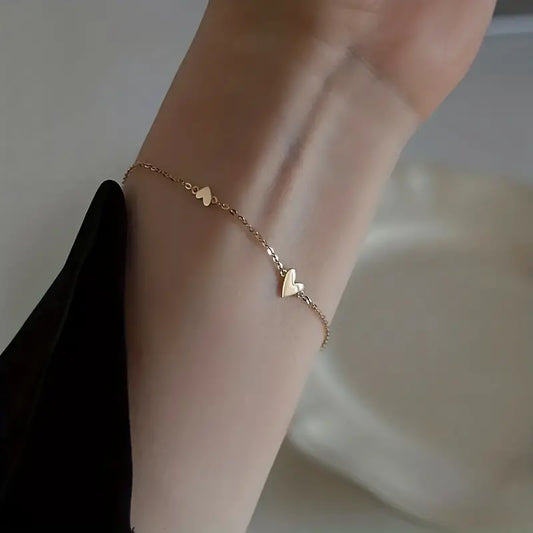 New Fashion Three Tiny Heart Golden Chain Bracelet