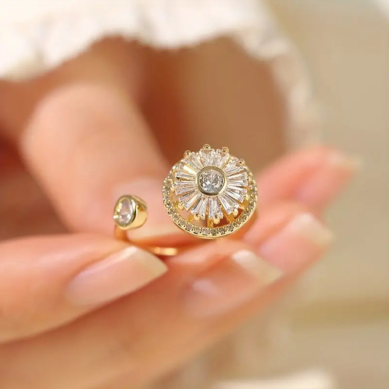 Sunflower Adjustable Rotating Ring